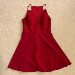 Macy's x City Studio Junior's Red Sparkly Skater Dress